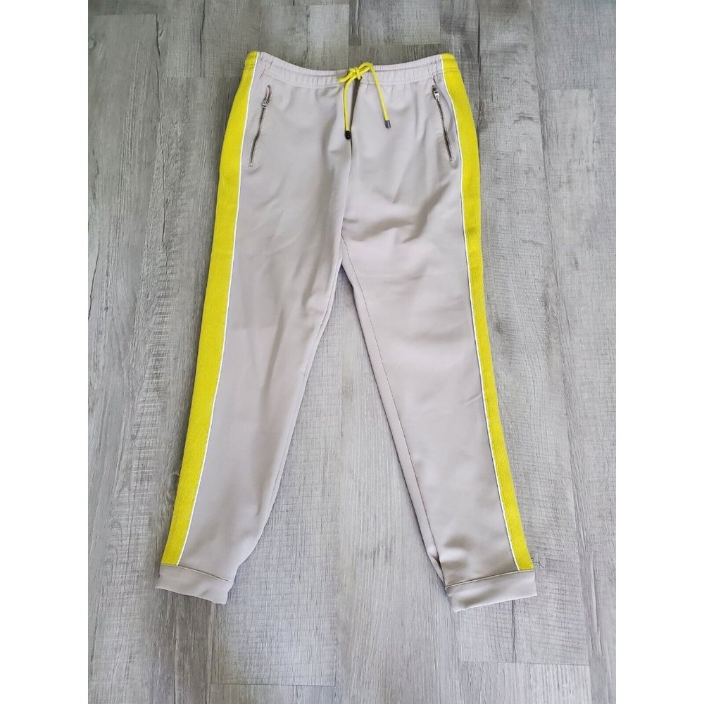 Filling Pieces Men Jogger Pants, Beige yellow stripe, Sixe Small 32x26